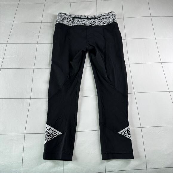 Lululemon Leggings Womens 6 Black Pace Rival Miss Mosaic Running Athletic Crop - Picture 3 of 11